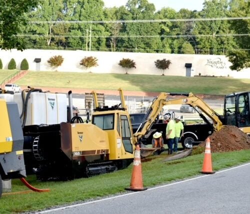 Glory Utilities LLC equipment all lined up to begin rock bore project